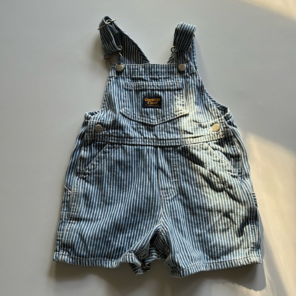 Oshkosh 3-6 months overall shorts pinstripe partner style
